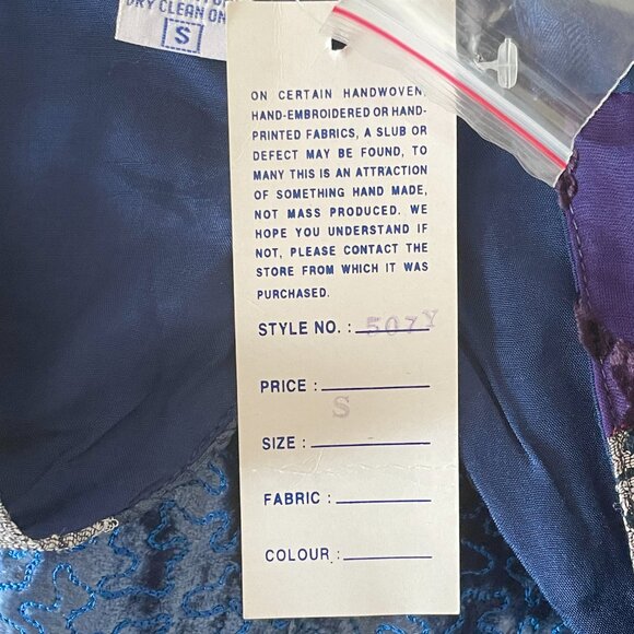 Vintage Rene Derhy Women's Vest Small Blue Patchwork Velvet Witchy Whimsigoth - Picture 5 of 6